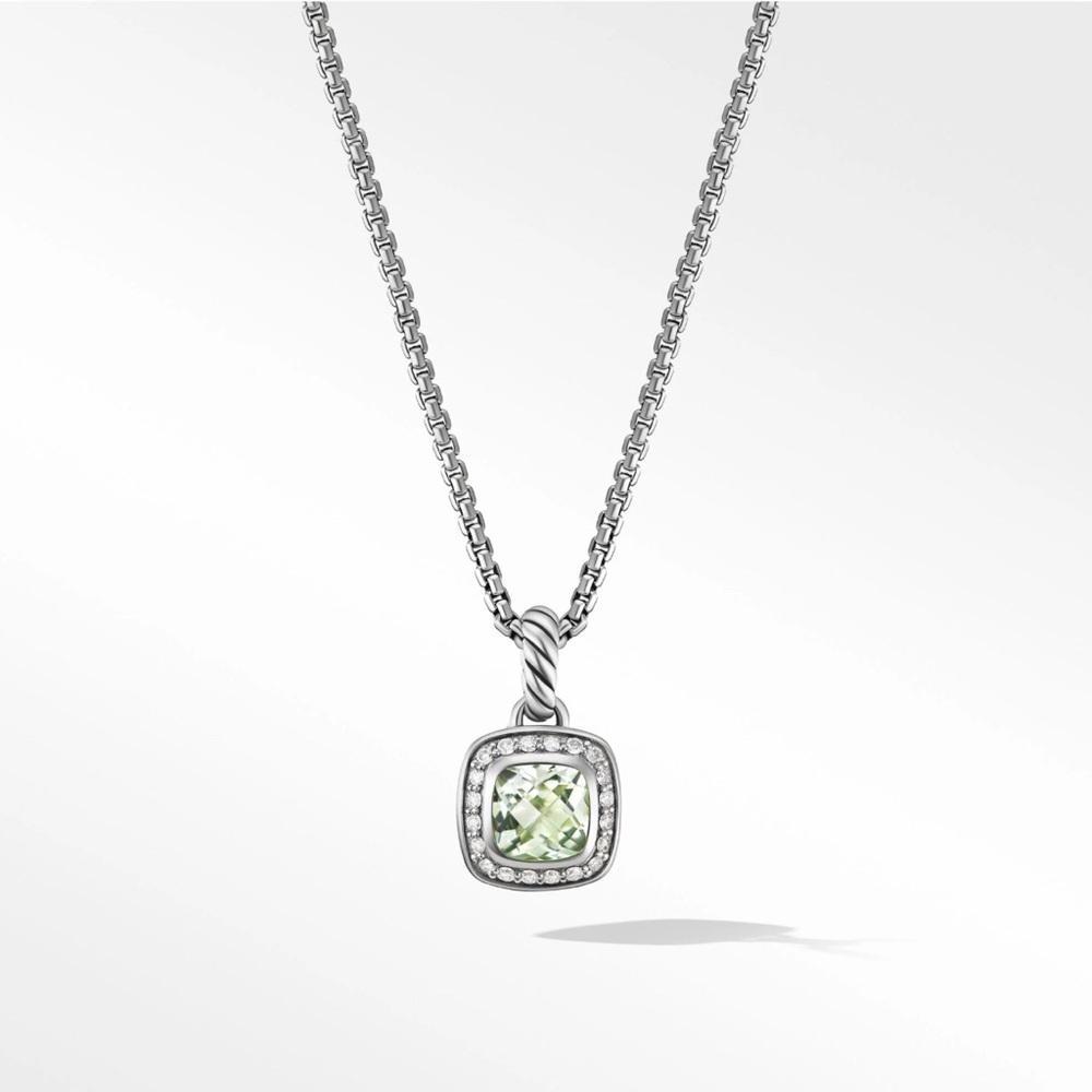 David Yurman Petite Albion Sterling Silver Necklace Prasiolite & Pavé Diamonds